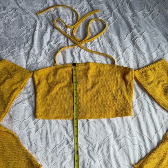Shein Yellow Long Sleeves Knit and Mesh Sparkle Rhinestone Halter Bundle - Picture 5 of 9